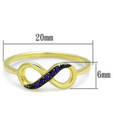Alamode Gold+Ruthenium Brass Ring with AAA Grade CZ in Tanzanite - Alamode