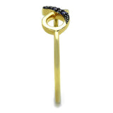 Alamode Gold+Ruthenium Brass Ring with AAA Grade CZ in Tanzanite - Alamode