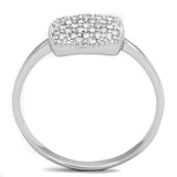 Alamode Rhodium Brass Ring with AAA Grade CZ in Clear - Alamode