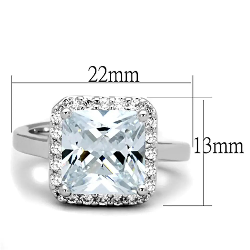 Alamode Rhodium Brass Ring with AAA Grade CZ in Clear - Alamode - Flyclothing LLC