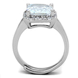 Alamode Rhodium Brass Ring with AAA Grade CZ in Clear - Alamode