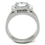 Alamode Rhodium Brass Ring with AAA Grade CZ in Clear - Alamode - Flyclothing LLC