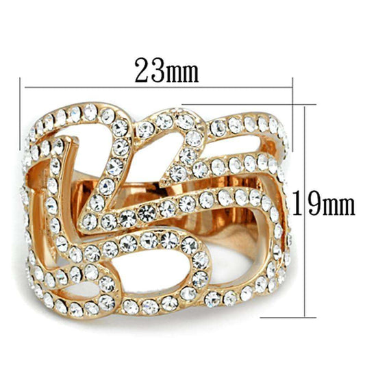 Alamode Rose Gold Brass Ring with Top Grade Crystal in Clear - Alamode - Flyclothing LLC