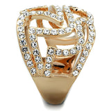 Alamode Rose Gold Brass Ring with Top Grade Crystal in Clear - Alamode