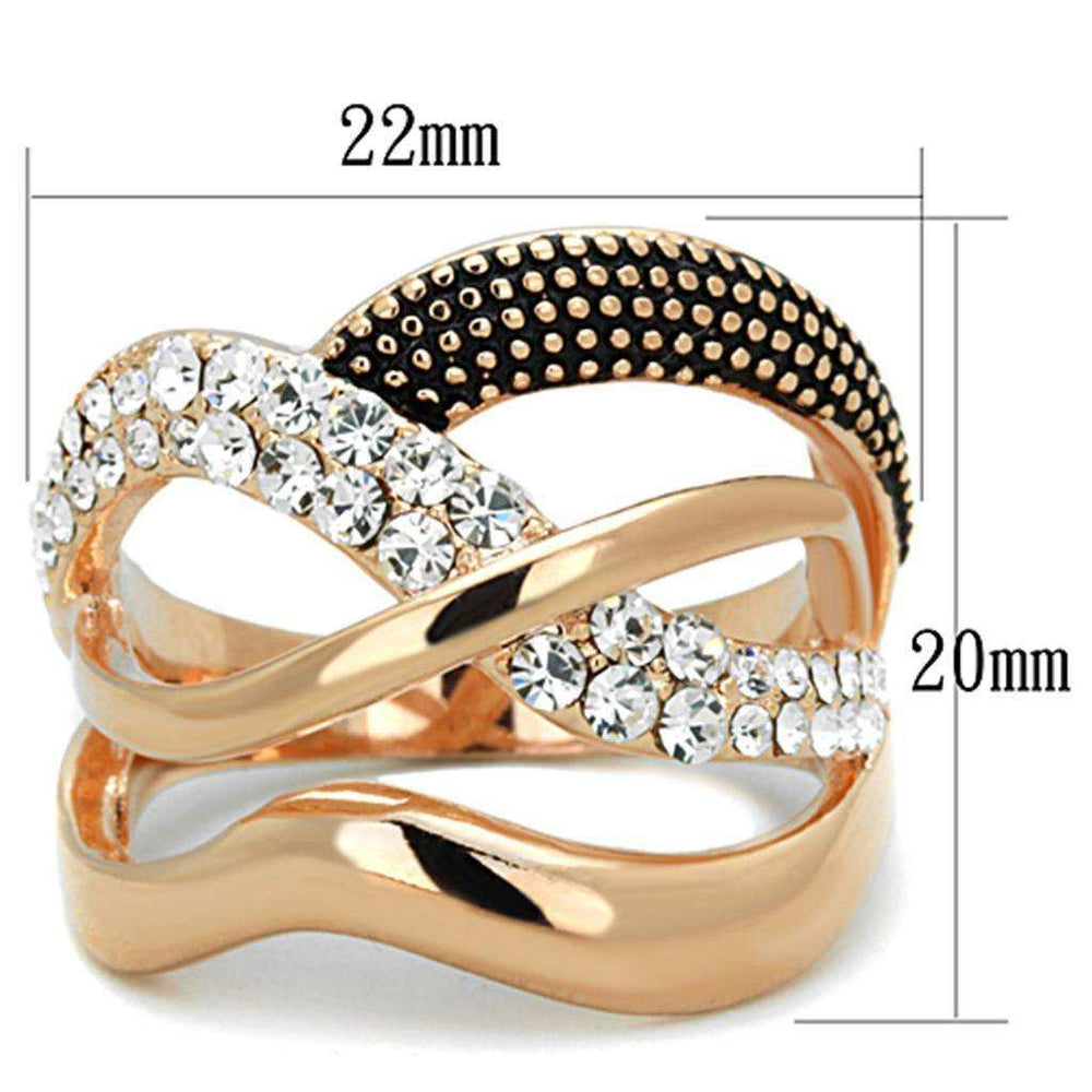 Alamode Rose Gold Brass Ring with Top Grade Crystal in Clear - Alamode - Flyclothing LLC