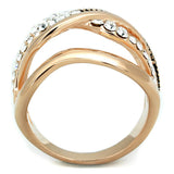 Alamode Rose Gold Brass Ring with Top Grade Crystal in Clear - Alamode