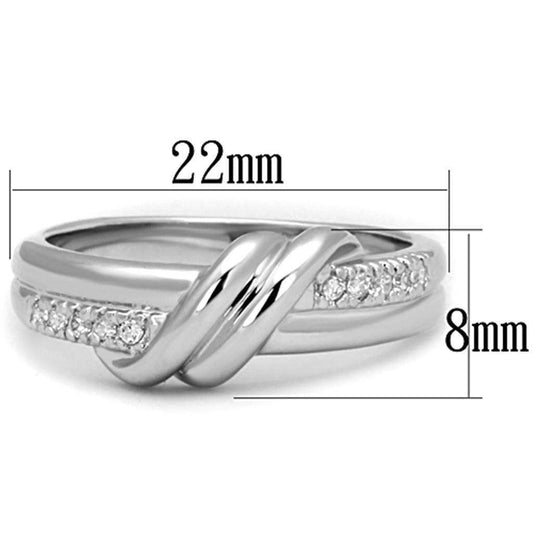 Alamode Rhodium Brass Ring with AAA Grade CZ in Clear - Alamode - Flyclothing LLC