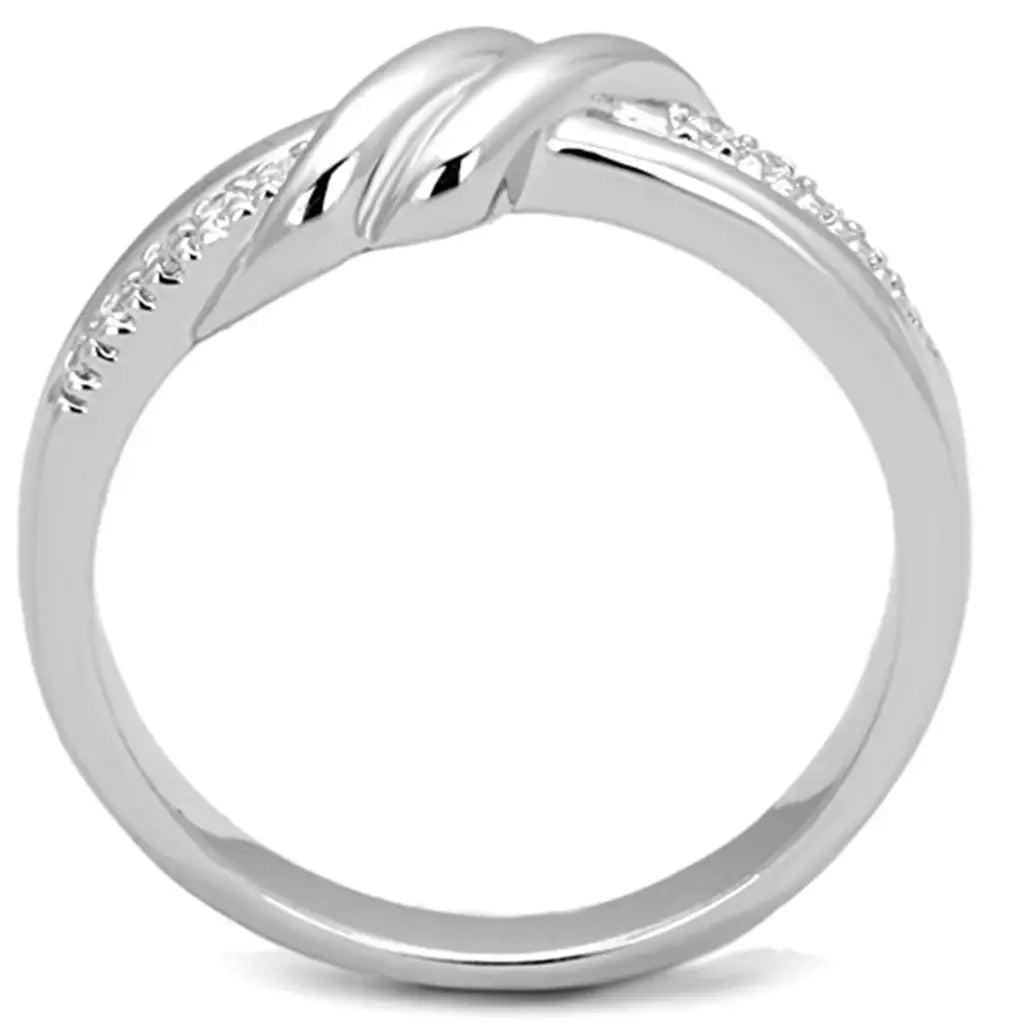 Alamode Rhodium Brass Ring with AAA Grade CZ in Clear - Alamode - Flyclothing LLC