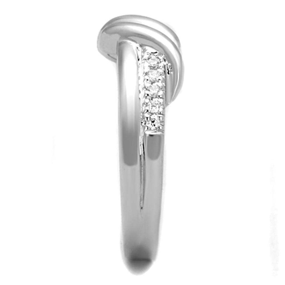 Alamode Rhodium Brass Ring with AAA Grade CZ in Clear - Alamode - Flyclothing LLC