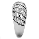 Alamode Rhodium Brass Ring with AAA Grade CZ in Clear - Alamode