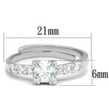 Alamode Rhodium Brass Ring with AAA Grade CZ in Clear - Alamode - Flyclothing LLC