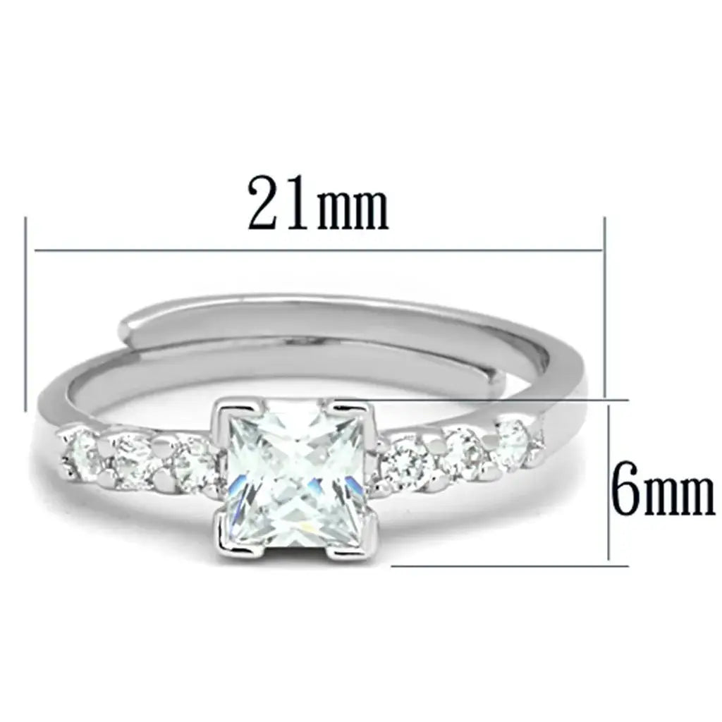 Alamode Rhodium Brass Ring with AAA Grade CZ in Clear - Alamode - Flyclothing LLC