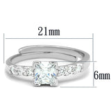 Alamode Rhodium Brass Ring with AAA Grade CZ in Clear - Alamode