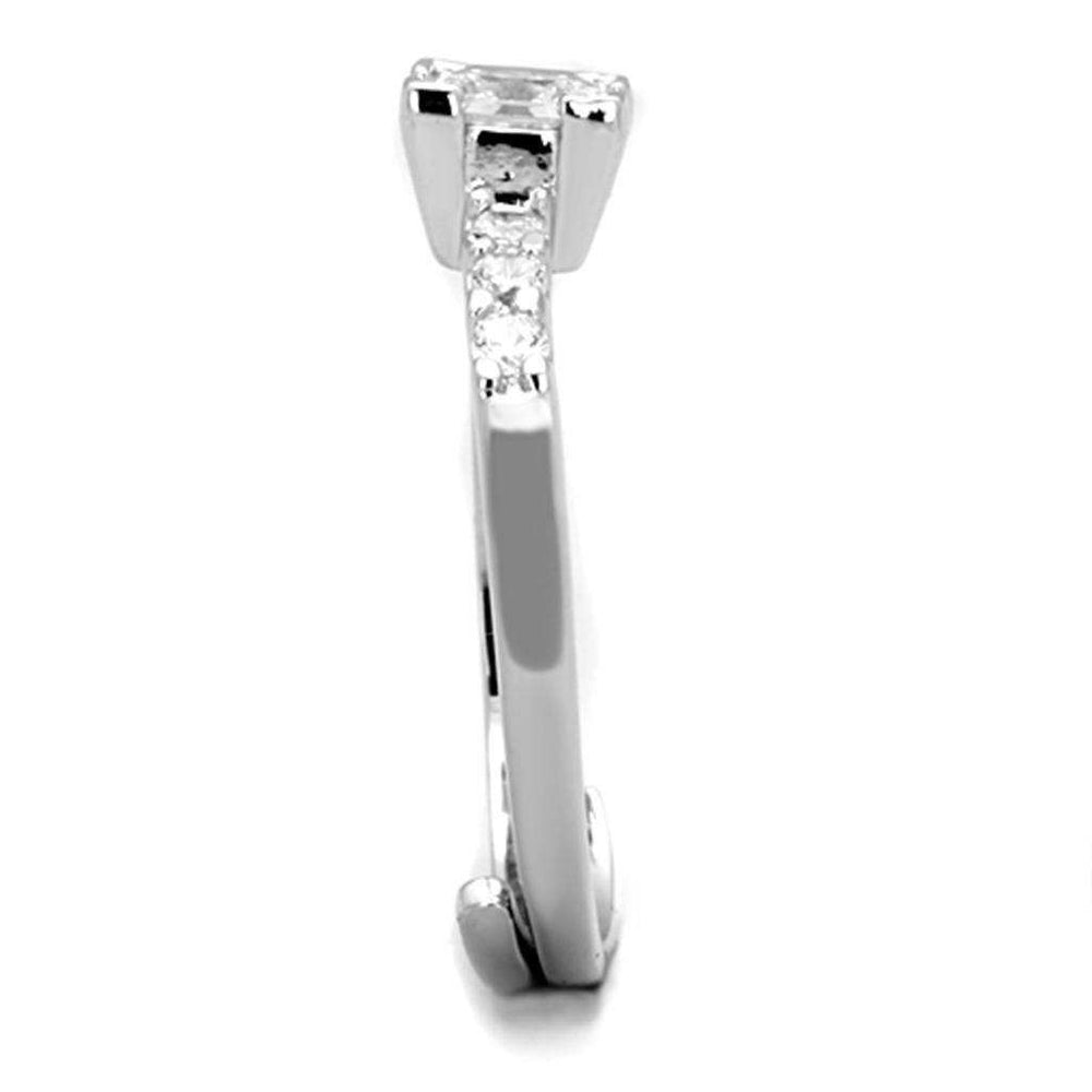 Alamode Rhodium Brass Ring with AAA Grade CZ in Clear - Alamode - Flyclothing LLC