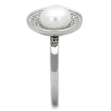 Alamode Rhodium Brass Ring with Synthetic Pearl in White - Alamode