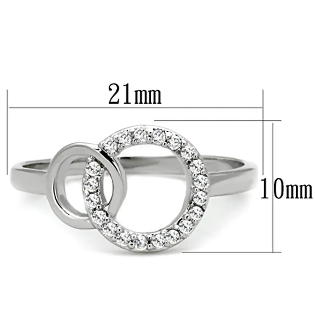 Alamode Rhodium Brass Ring with AAA Grade CZ in Clear - Alamode - Flyclothing LLC