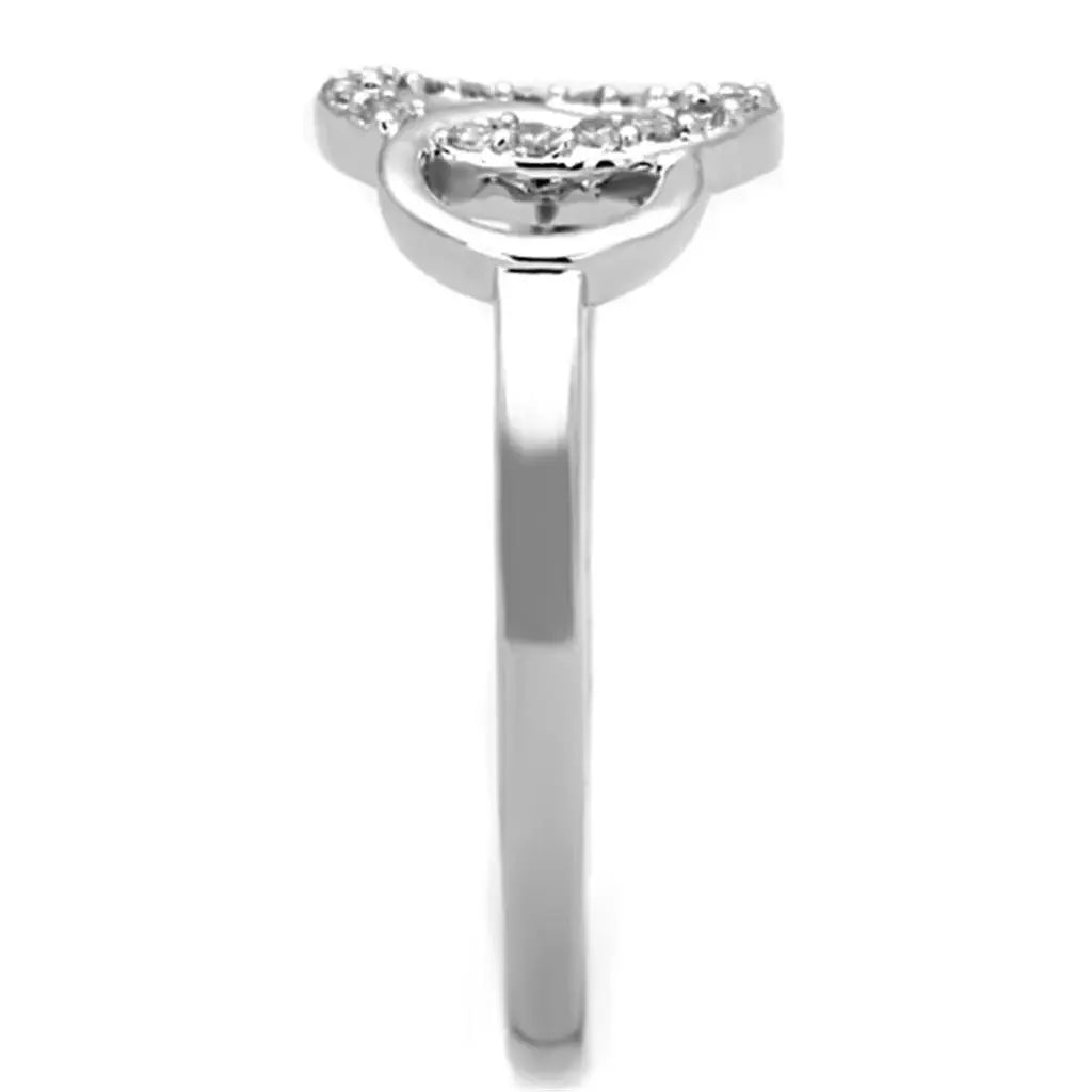 Alamode Rhodium Brass Ring with AAA Grade CZ in Clear - Alamode - Flyclothing LLC