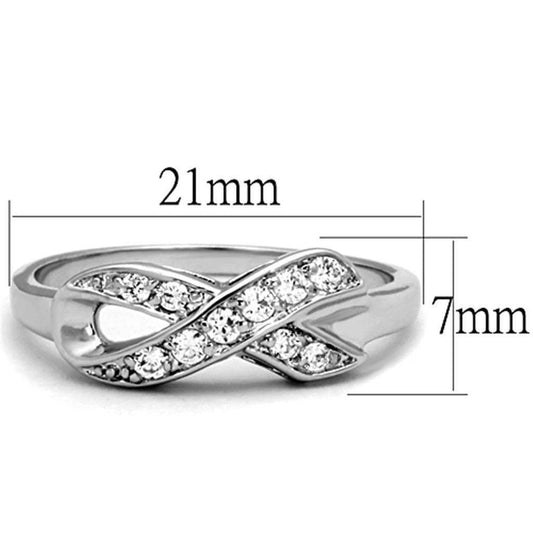 Alamode Rhodium Brass Ring with AAA Grade CZ in Clear - Alamode - Flyclothing LLC
