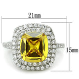 Alamode Rhodium Brass Ring with AAA Grade CZ in Topaz - Alamode - Flyclothing LLC