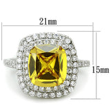 Alamode Rhodium Brass Ring with AAA Grade CZ in Topaz - Alamode