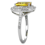 Alamode Rhodium Brass Ring with AAA Grade CZ in Topaz - Alamode