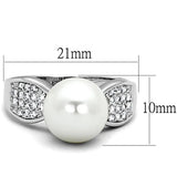 Alamode Rhodium Brass Ring with Synthetic Pearl in White - Alamode - Flyclothing LLC