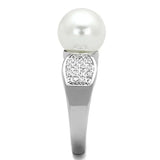 Alamode Rhodium Brass Ring with Synthetic Pearl in White - Alamode - Flyclothing LLC