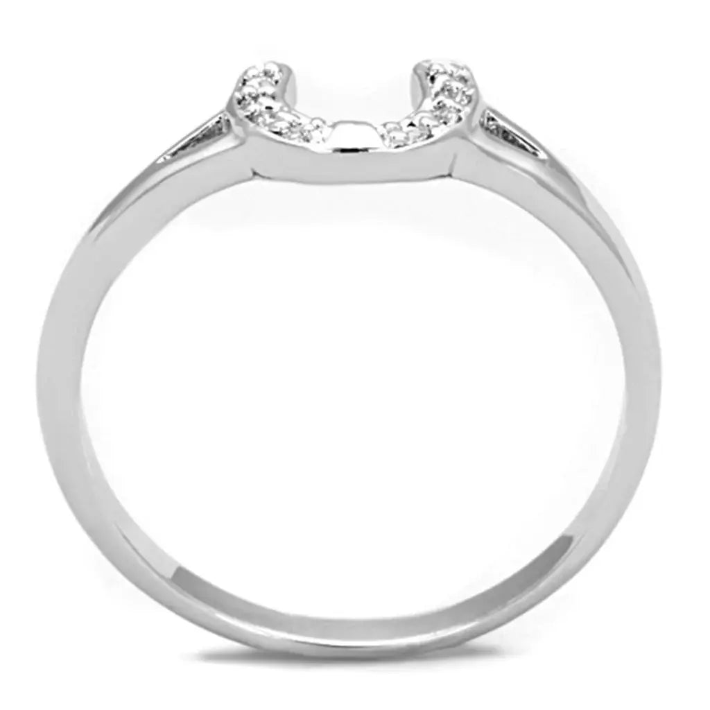 Alamode Rhodium Brass Ring with AAA Grade CZ in Clear - Alamode - Flyclothing LLC