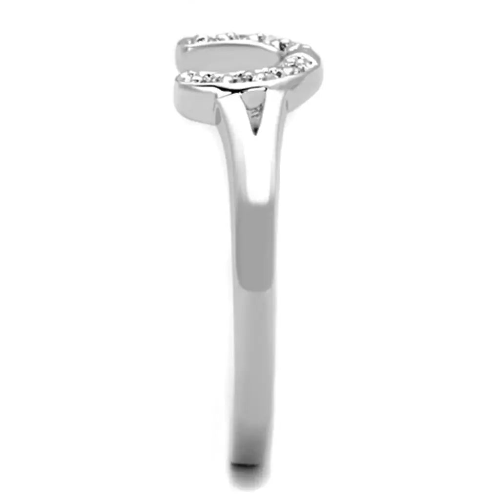 Alamode Rhodium Brass Ring with AAA Grade CZ in Clear - Alamode - Flyclothing LLC
