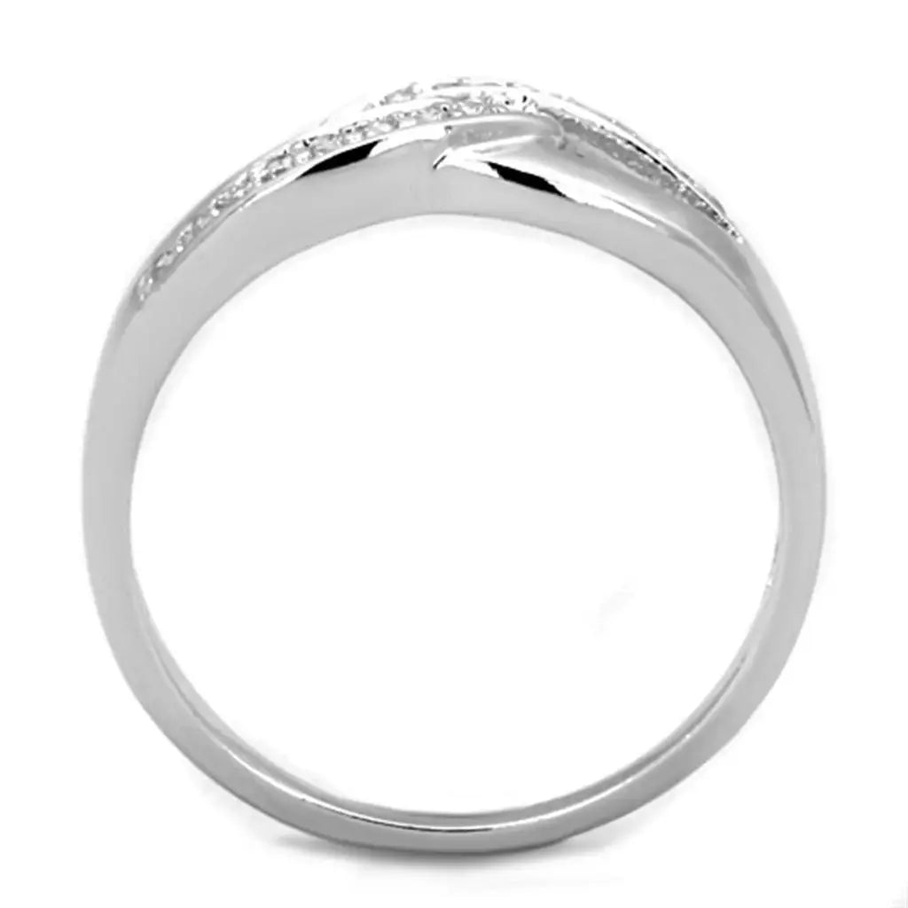 Alamode Rhodium Brass Ring with AAA Grade CZ in Clear - Alamode - Flyclothing LLC