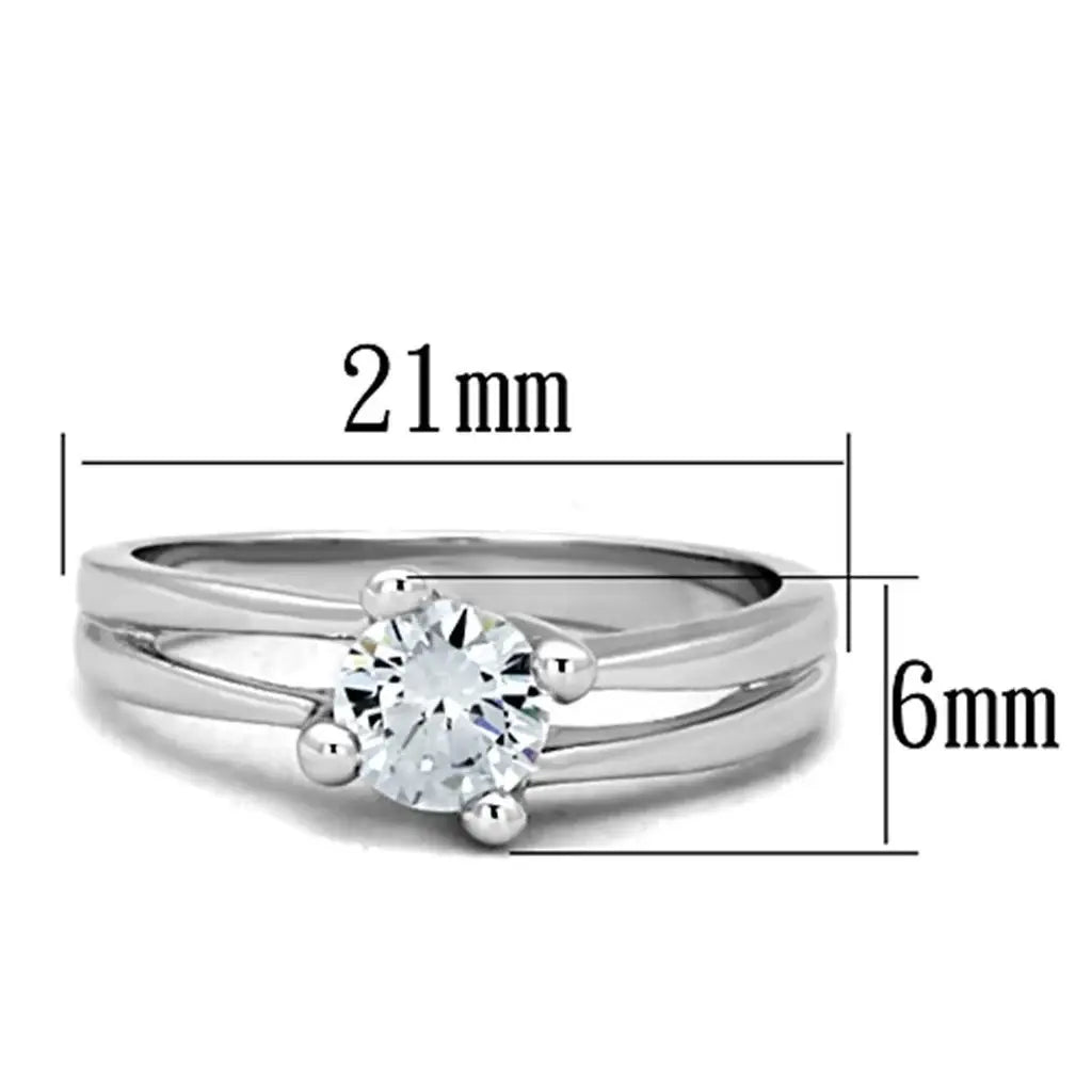Alamode Rhodium Brass Ring with AAA Grade CZ in Clear - Alamode - Flyclothing LLC