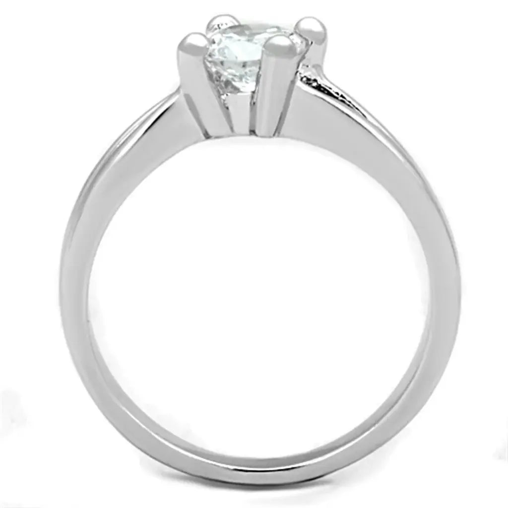 Alamode Rhodium Brass Ring with AAA Grade CZ in Clear - Alamode - Flyclothing LLC