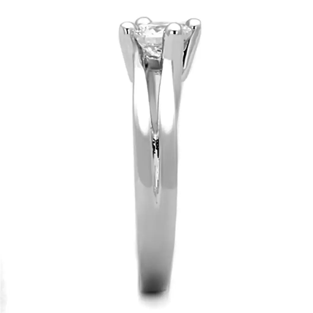 Alamode Rhodium Brass Ring with AAA Grade CZ in Clear - Alamode - Flyclothing LLC