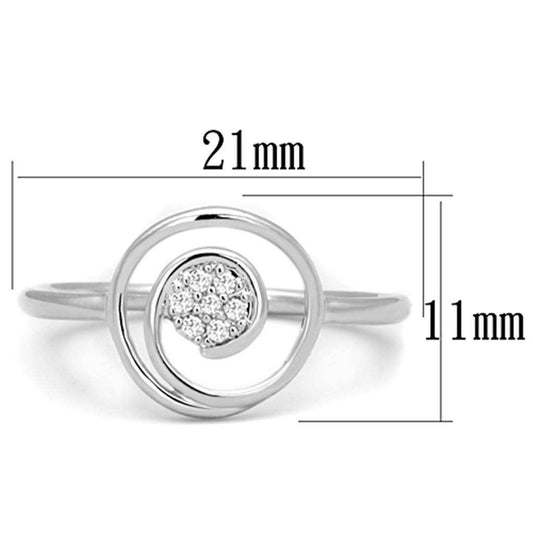 Alamode Rhodium Brass Ring with AAA Grade CZ in Clear - Alamode - Flyclothing LLC