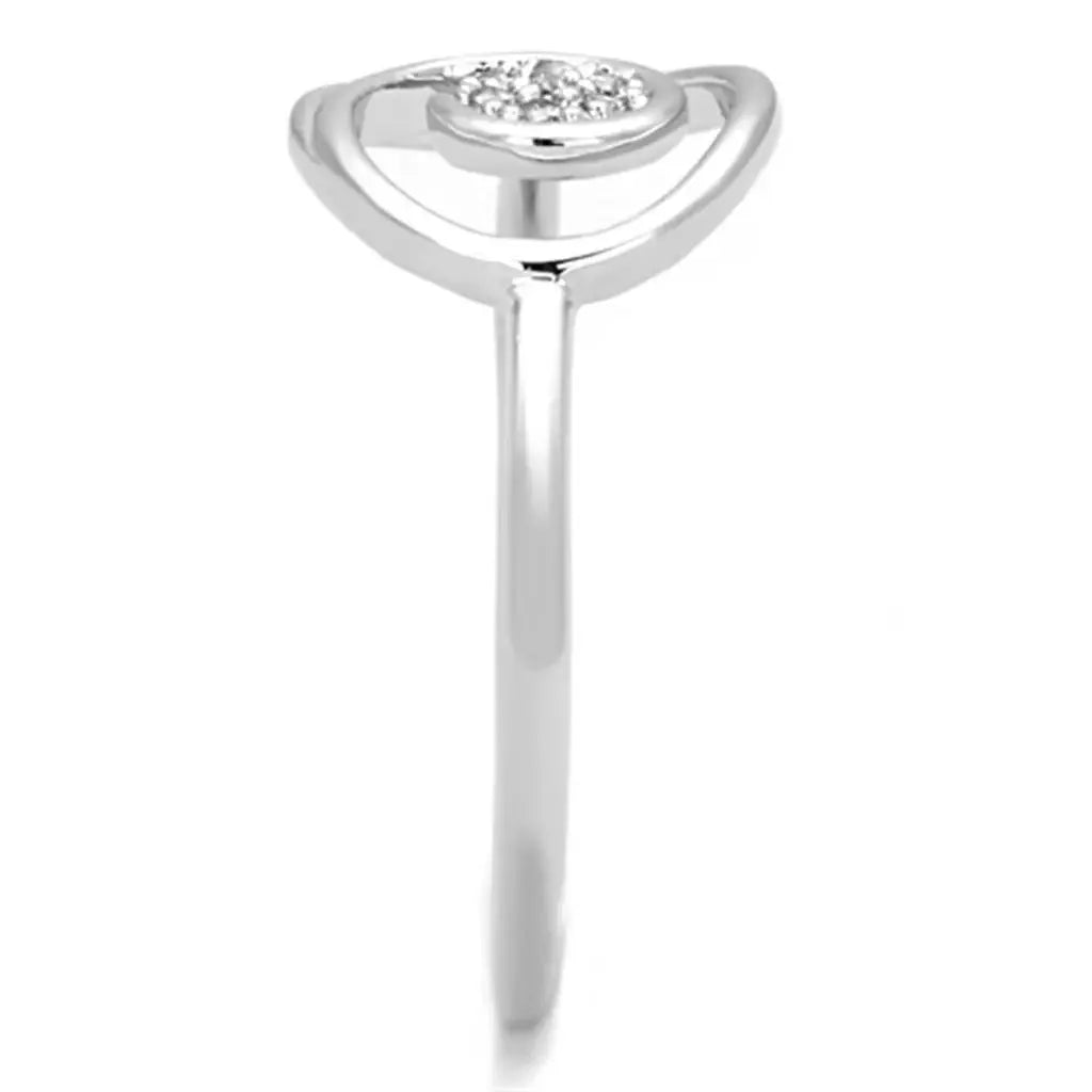 Alamode Rhodium Brass Ring with AAA Grade CZ in Clear - Alamode - Flyclothing LLC