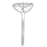 Alamode Rhodium Brass Ring with AAA Grade CZ in Clear - Alamode
