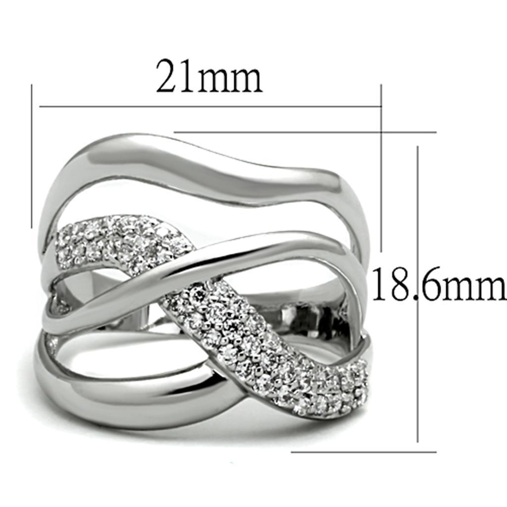 Alamode Rhodium Brass Ring with AAA Grade CZ in Clear - Flyclothing LLC