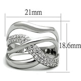 Alamode Rhodium Brass Ring with AAA Grade CZ in Clear - Alamode