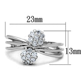 Alamode Rhodium Brass Ring with AAA Grade CZ in Clear - Alamode