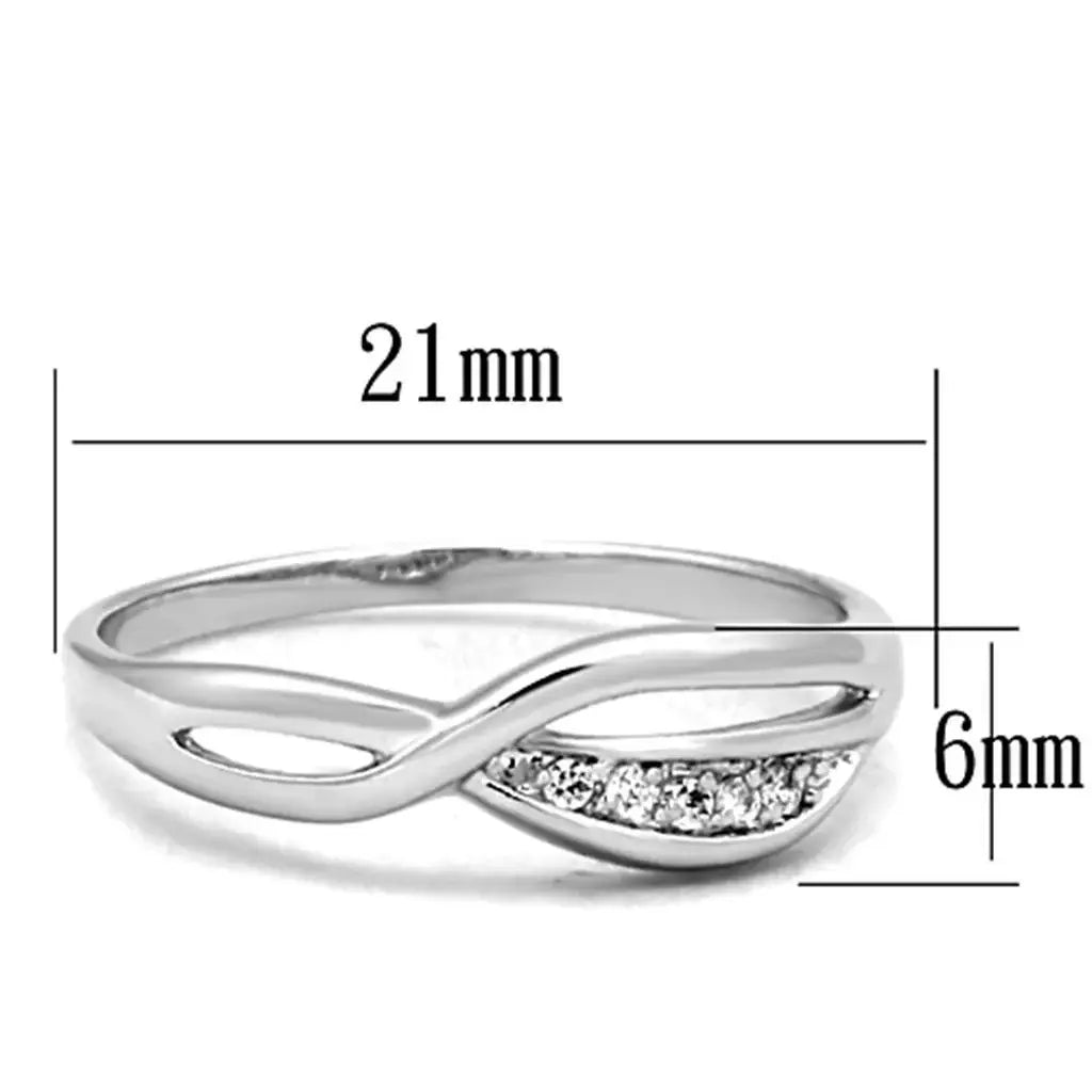 Alamode Rhodium Brass Ring with AAA Grade CZ in Clear - Alamode - Flyclothing LLC