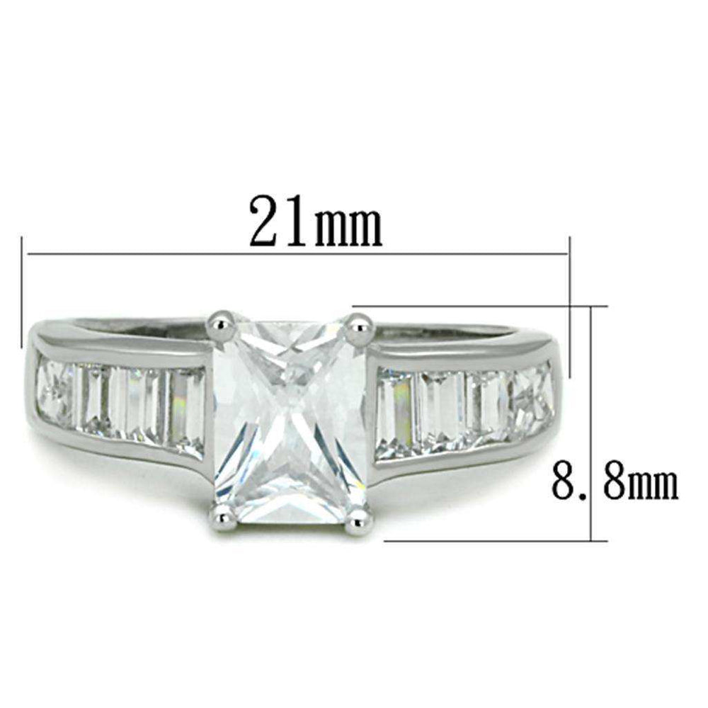 Alamode Rhodium Brass Ring with AAA Grade CZ in Clear - Alamode - Flyclothing LLC