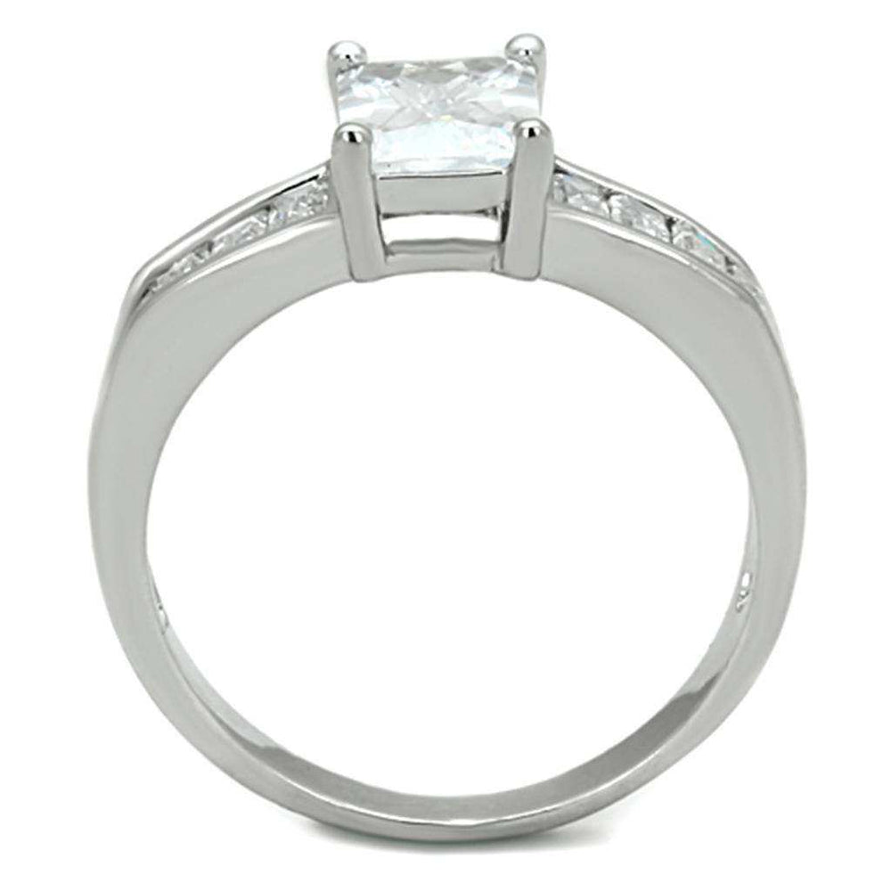Alamode Rhodium Brass Ring with AAA Grade CZ in Clear - Alamode - Flyclothing LLC