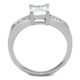 Alamode Rhodium Brass Ring with AAA Grade CZ in Clear - Alamode