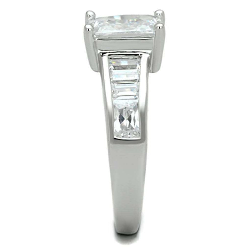 Alamode Rhodium Brass Ring with AAA Grade CZ in Clear - Alamode - Flyclothing LLC