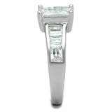 Alamode Rhodium Brass Ring with AAA Grade CZ in Clear - Alamode