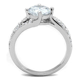 Alamode Rhodium Brass Ring with AAA Grade CZ in Clear - Alamode