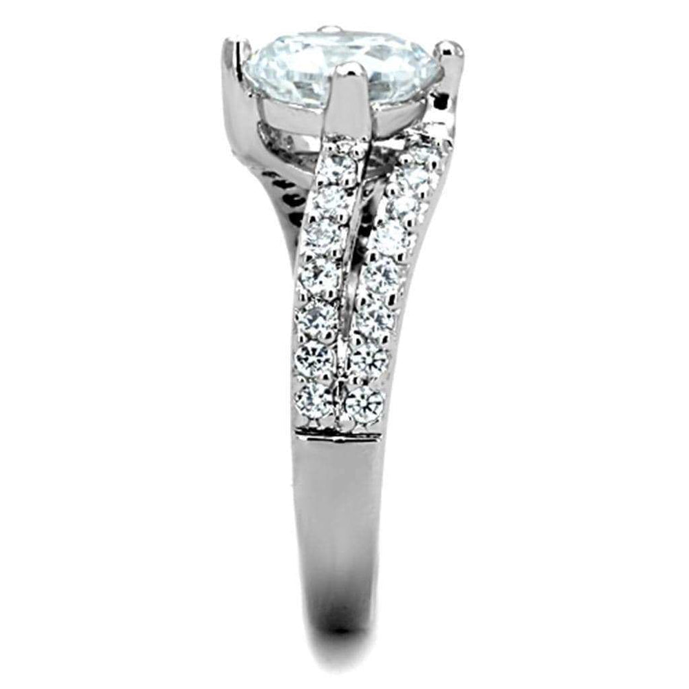 Alamode Rhodium Brass Ring with AAA Grade CZ in Clear - Alamode - Flyclothing LLC