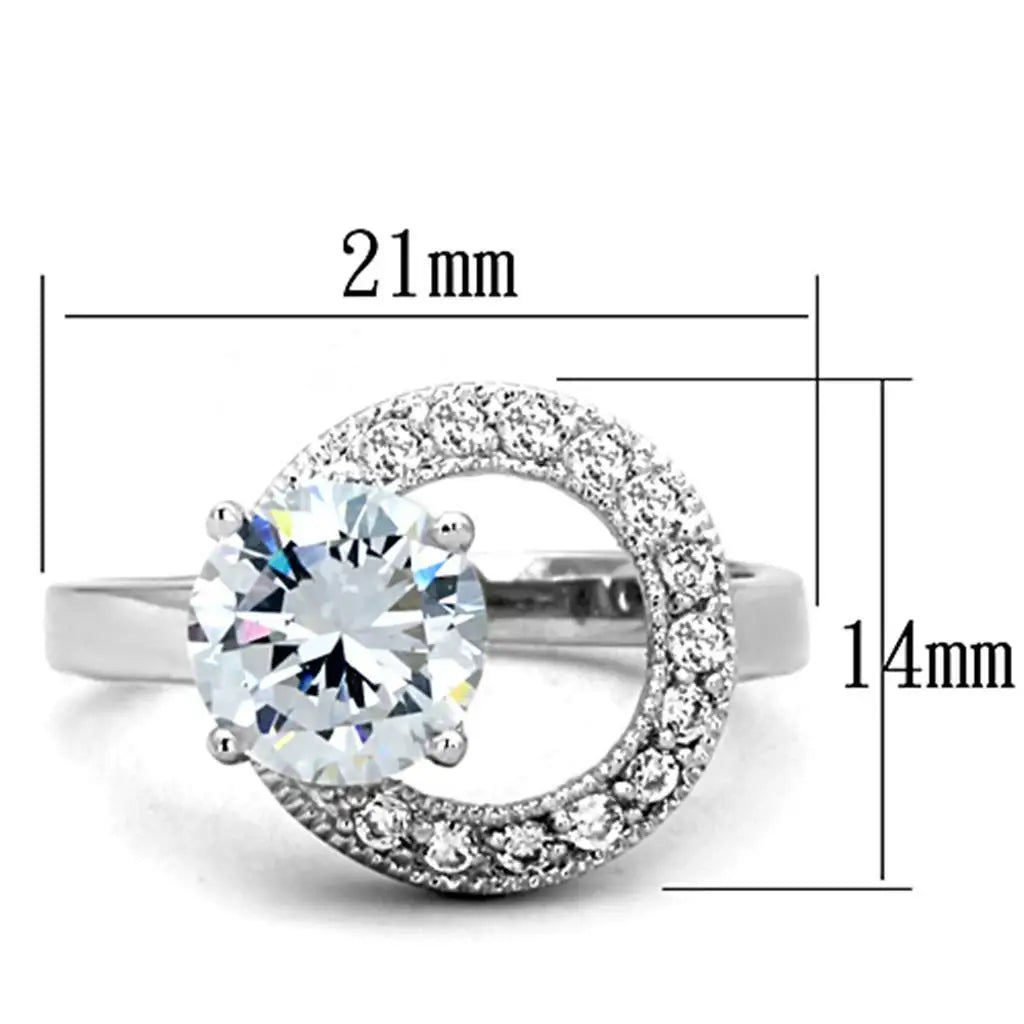 Alamode Rhodium Brass Ring with AAA Grade CZ in Clear - Alamode - Flyclothing LLC
