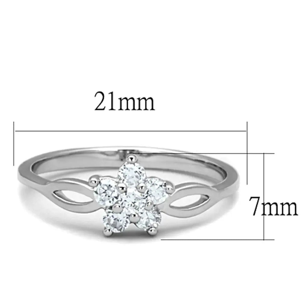 Alamode Rhodium Brass Ring with AAA Grade CZ in Clear - Alamode - Flyclothing LLC