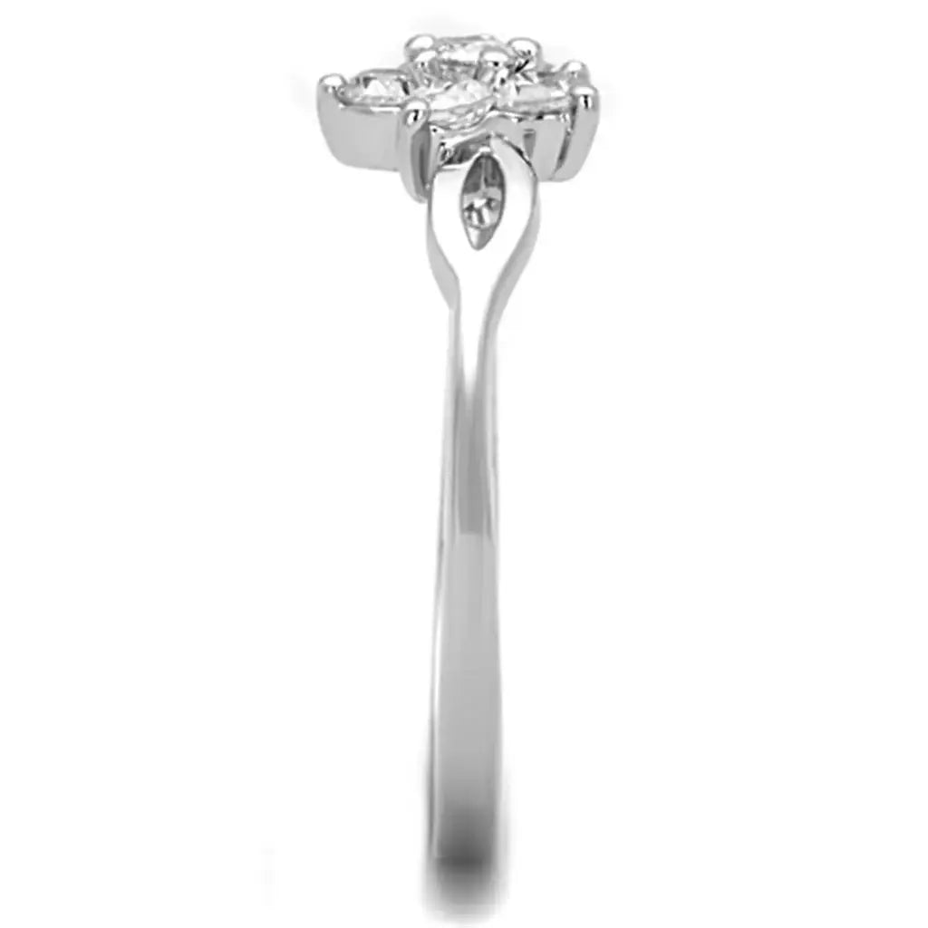 Alamode Rhodium Brass Ring with AAA Grade CZ in Clear - Alamode - Flyclothing LLC